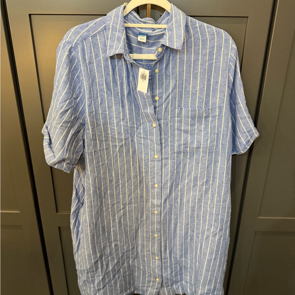Old Navy Blue and White Striped Mini Dress